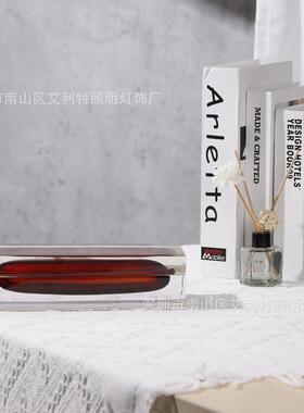 现代简约创意彩色透明首饰盒收纳盒摆件样板房客厅玄关酒店装饰品