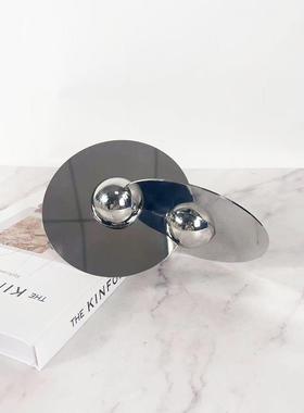 现代简约银色金属星球拼接摆件样板房售楼处客厅茶几桌面饰品摆设