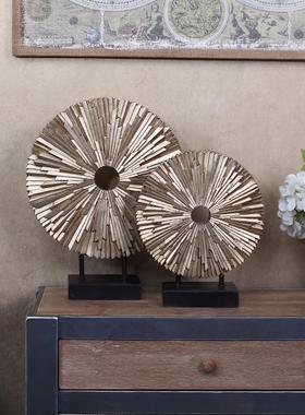 圆形家居工艺品欧式客厅电视柜树脂摆件玄关后现代酒柜装饰品摆设