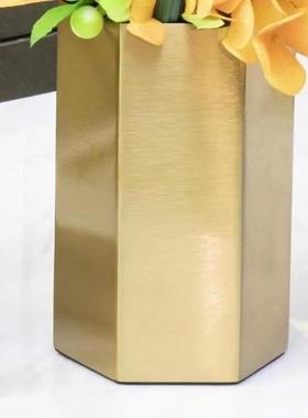 现代简约客厅插干花花器金属摆件 创意笔筒收纳盒装饰品