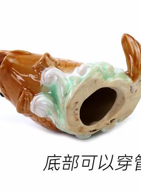 假山流水装饰小摆件盆景摆件鱼缸造景配件室外假山出水口配件陶瓷