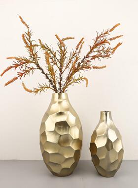 欧式简约创意锤纹金色花器客厅卧室玄关茶几办公室书房家居装饰品