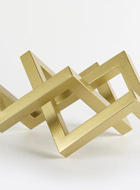 几何艺术品抽象金属摆件样板间售楼处酒柜书架轻奢现代创意装饰品