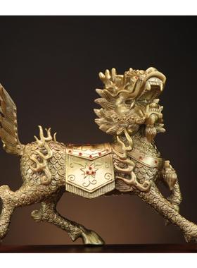 杨铜记 家居摆件 铜麒麟 精工 加重 铜火麒麟 钻石麒麟