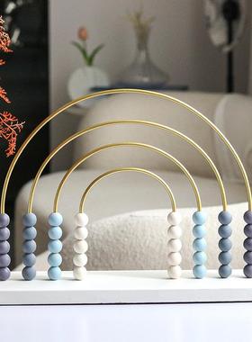 现代简约创意拱形圆球珠子摆件客厅儿童样板房办公室电视柜装饰品