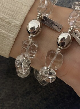 英国coopkoops925银白水晶冰块手链女韩国简约ins风小众设计高级