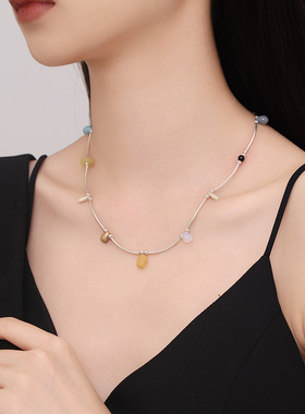 英国coopkoop原创手作925银彩色串珠项链郁金香捷克琉璃小众度假