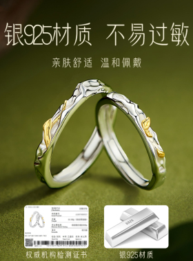 枯木逢春纯银情侣对戒戒指