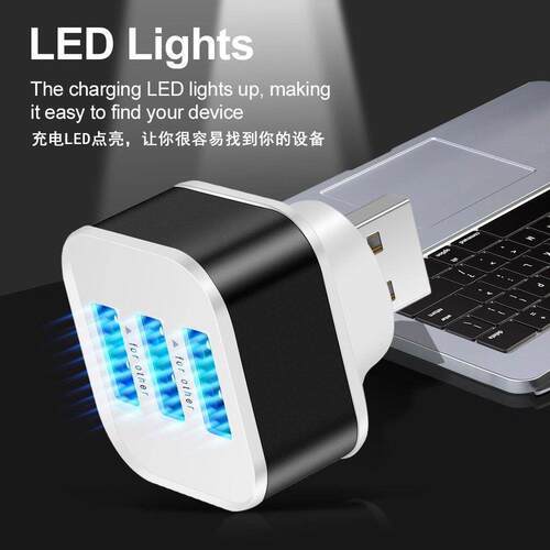 usb扩展器车载充电器三合一夜光ubs多用插座车用便携拓展转换接头 - 图1