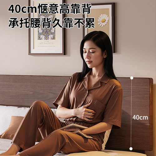 实木床现代简约1.8m主卧家用双人床胡桃色橡木床出租房15单人床架 - 图0