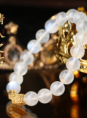 【收藏级】吉饰坊白月光手链猫眼白水晶素圈月光石手串天然能量