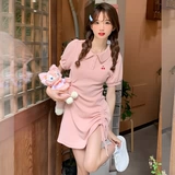 Летнее платье, юбка, приталенный корсет, платье-футболка для отдыха, на шнурках, подходит для подростков