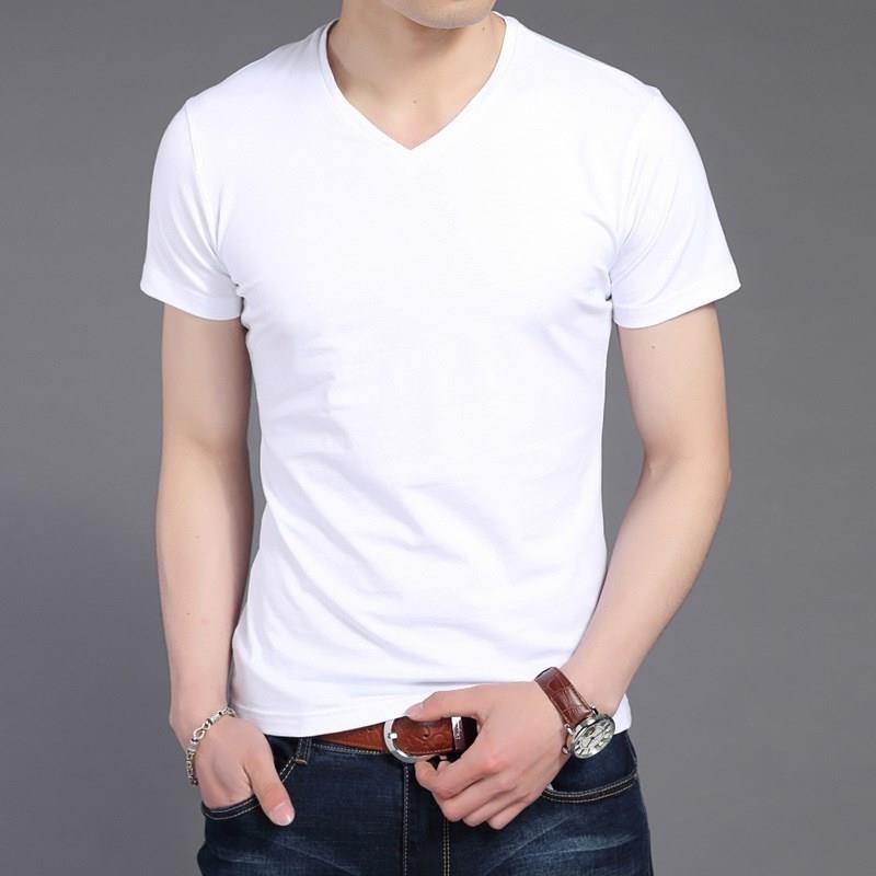 5XL large V-neck short sleeves Men summer breathable T-shirt - 图0