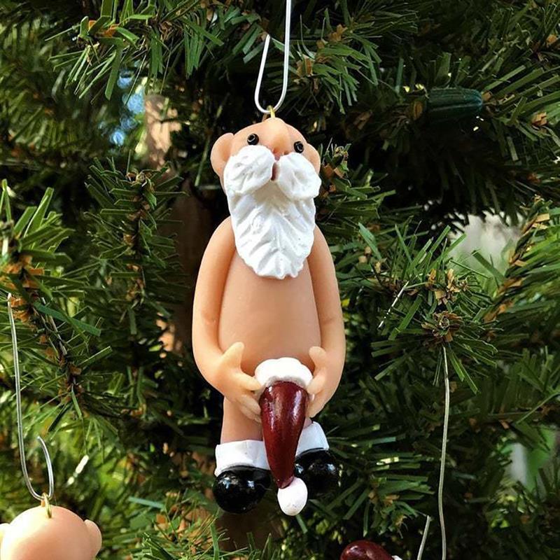 2/4PCS Christmas Funny Naked Santa Claus Hanging Pendant Mal - 图2