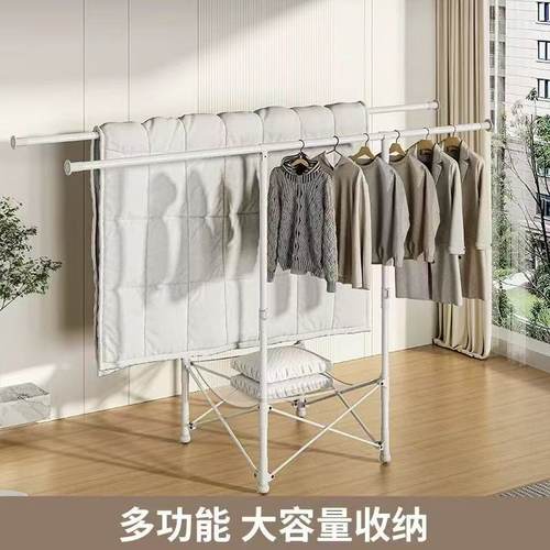 3秒折叠室内晾衣架家用卧室挂衣架免安装阳台晒被子置地晾晒衣架 - 图0