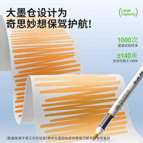 得力黑色直液式软头丙烯马克笔单支补色美术专用勾线笔小学生画画画笔单色单只儿童幼儿园水彩笔记号笔拍立得 - 图1