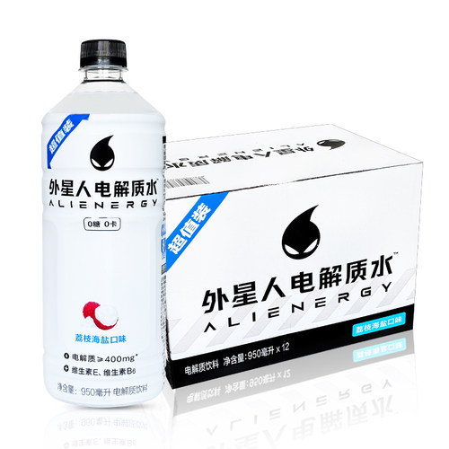 外星人大瓶装电解质水950ml*12瓶整箱0糖0卡青柠荔枝味电解质饮料 - 图2