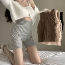 Cross Border Knit Underpants Safety Pants Elastic Tight Fit Pants Hot Girl 2023 Spring Warm High Waist Sexy hip shorts