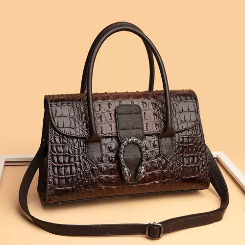 Вместительная и большая сумка на одно плечо, из натуральной кожи, крокодиловый принт, городской стиль