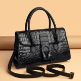 Вместительная и большая сумка на одно плечо, из натуральной кожи, крокодиловый принт, городской стиль