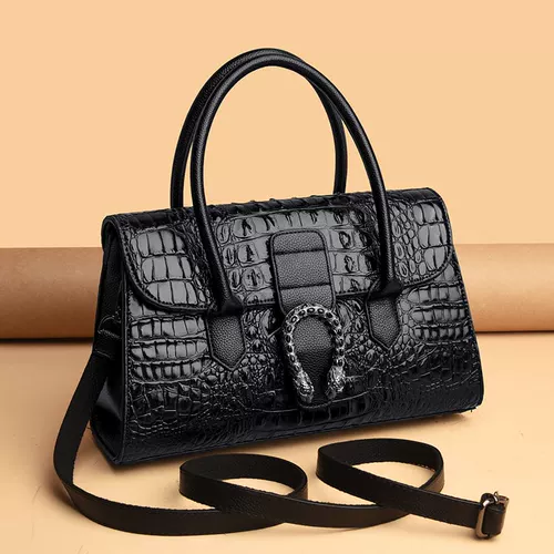 Вместительная и большая сумка на одно плечо, из натуральной кожи, крокодиловый принт, городской стиль