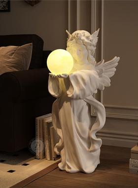 法式奶油风客厅大型落地灯摆件