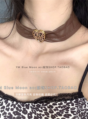 复古爱心豹纹choker锁骨链