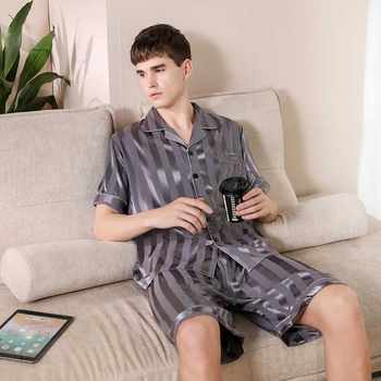 L-3XL Striped 2PCS Pyjamas suit for Men Summer New Nightwear