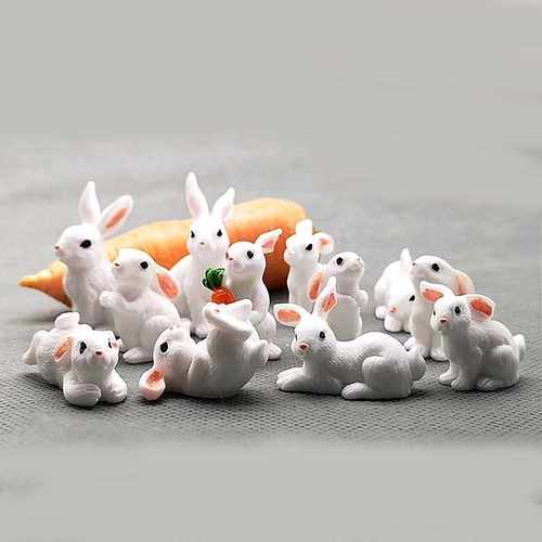1 Pcs 12 Style Cute Rabbit Easter Decoration Miniature Hare - 图0