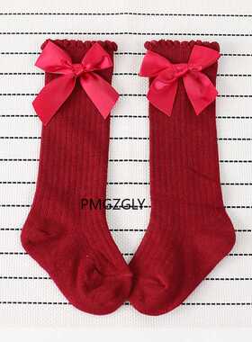 Kids Socks White autumn Toddlers Girls Big Bow Knee High Lon
