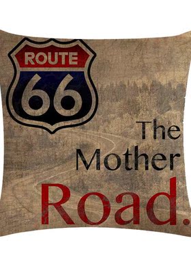 Vintage Route 66 Linen Pillow Case Soft Cushion Cover Sofa