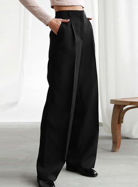 2022 Spring Women's Green High Waist Wide Leg Pants Ladies S