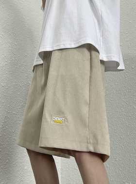 Privathinker Men's Corduroy Shorts Summer Capri Pants Loose