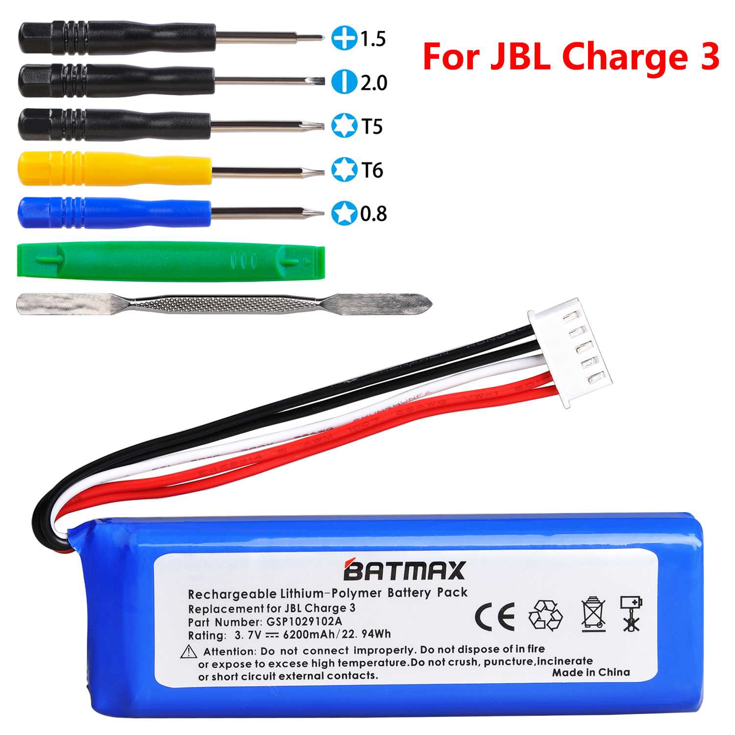 3.7V 6200mAh Battery Bateria GSP1029102A for JBL Charge 3 - 图0