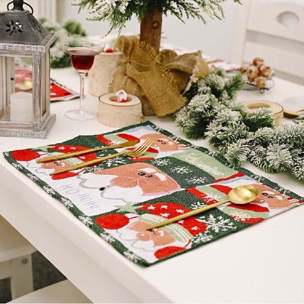 Christmas Placemat Santa Claus Merry Christmas Decor Home-图0