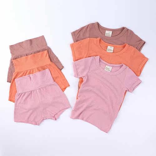 Summer Newborn Baby Girls Boys Clothes Sets Ribbed Cotton Sh - 图2