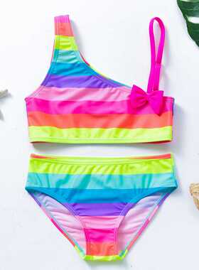 -16Years Girls Swimwear Two-pieces New 2021 Print Swimwear