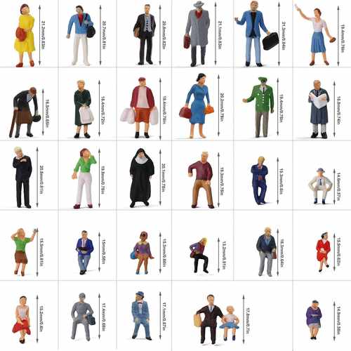 30pcs HO scale 1:87 Standing Seated Passenger People Painted-图0