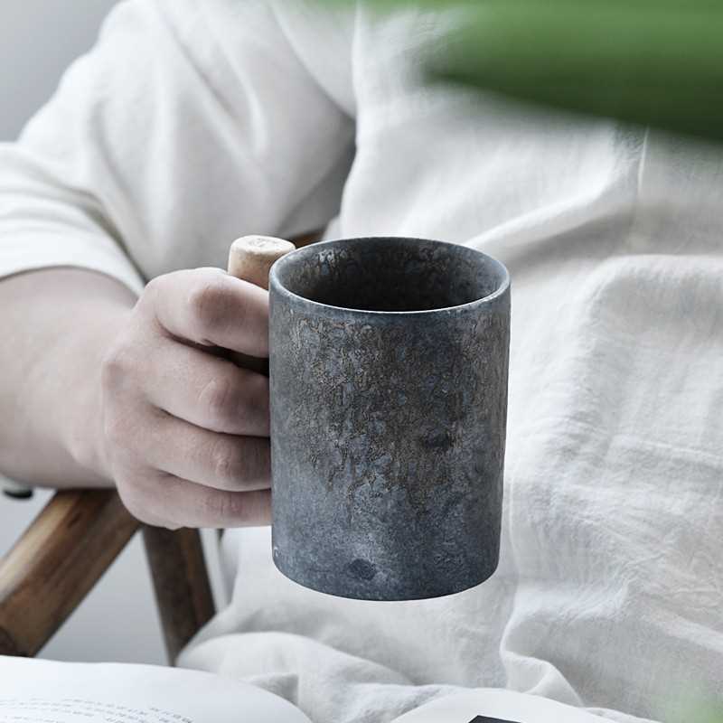 Japanese-style Vintage Ceramic Coffee Mug Tumbler Rust Glaze - 图2