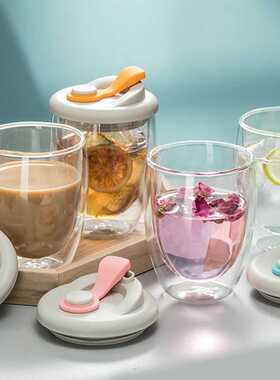Leak Proof Double Wall Glass Cup With Airtight Silica Gel Li