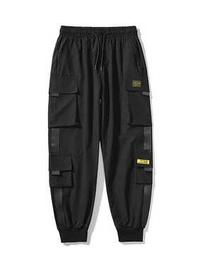 Streetwear Black Pants Women Korean Style Elastic Waist Swea