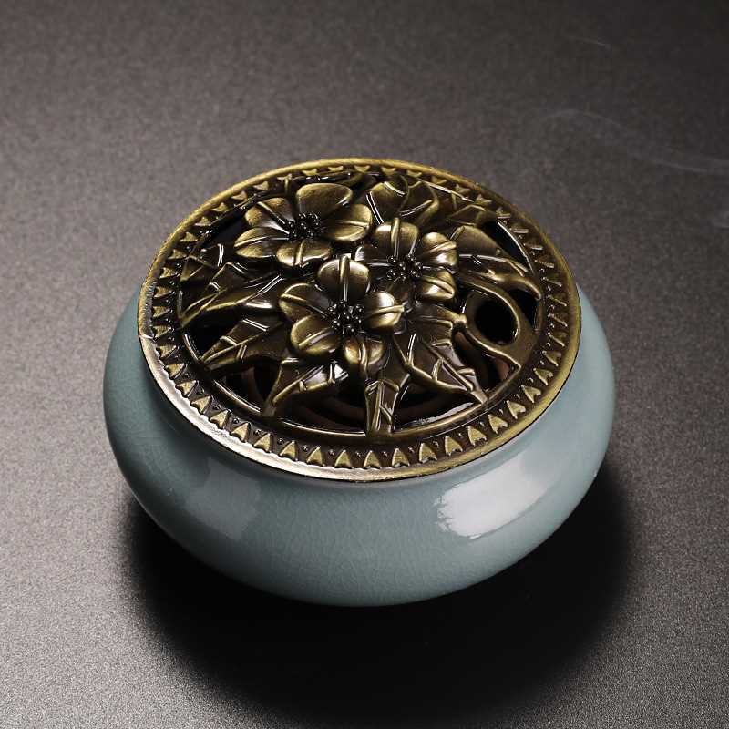 Lucky Home Decoration for Incense Black Glaze Disc Censer
