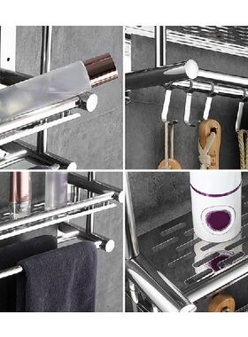 2 Layer Bathroom Shelf Towel Rack Rack Stainless Steel
