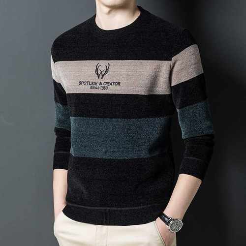 Plush Chenille Men's Sweater for Autumn and Winter New Korea - 图1