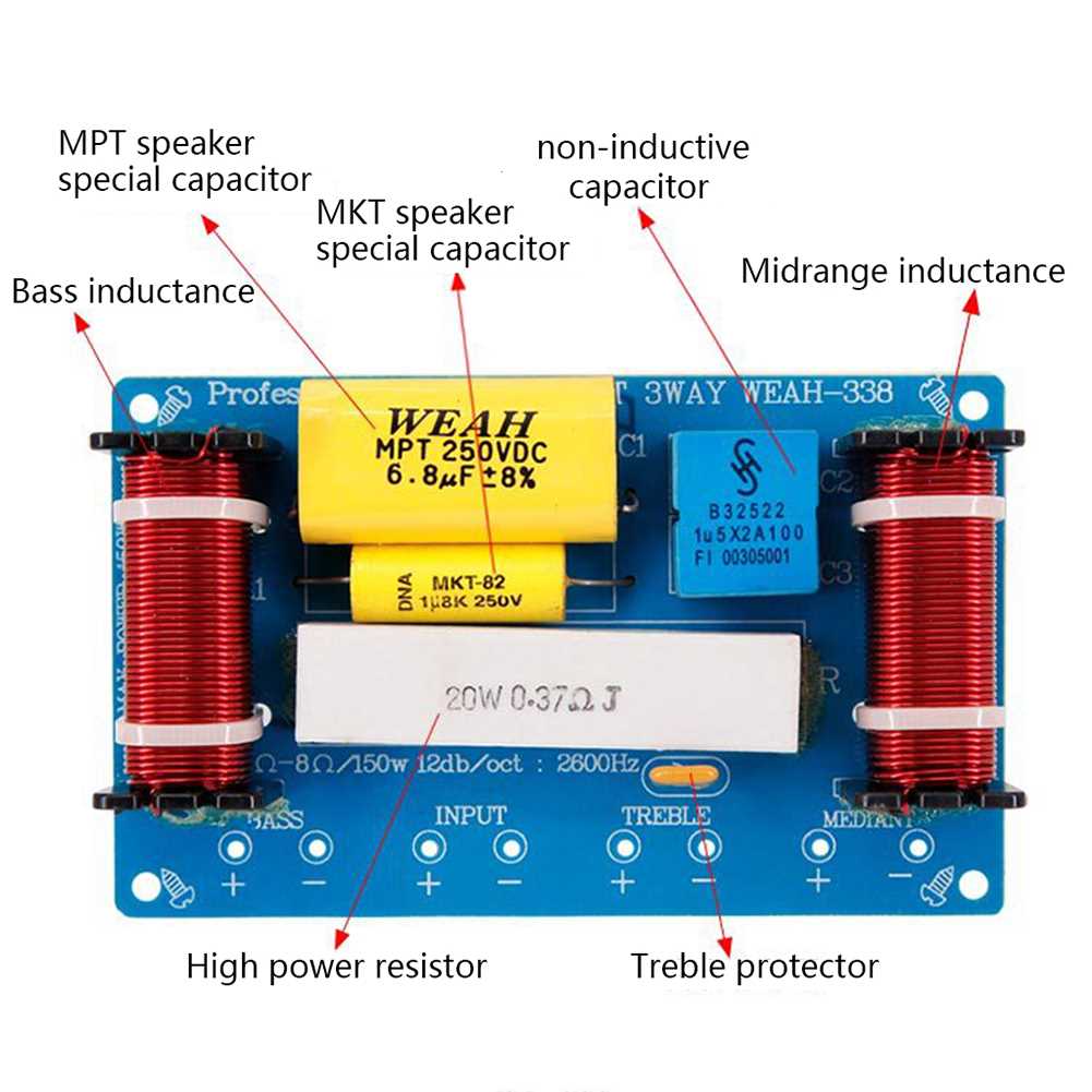 WEAH-338 3 Way 120W Speaker Audio Frequency Divider Loudspea-图3