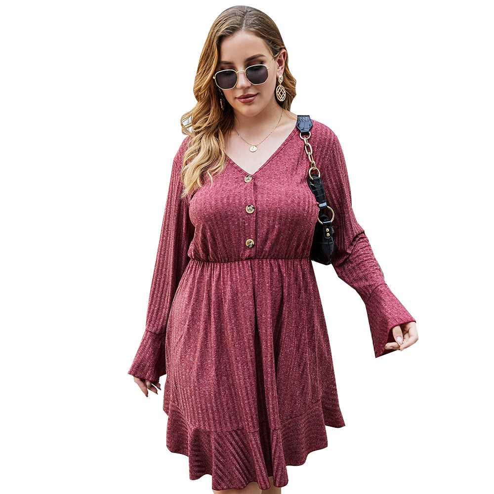 Xl-4xl Large Size High Waist Women's Autumn Dress大码连衣裙-图3