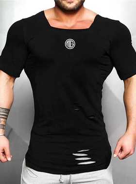 New 2022 Cotton Men's T shirt Vintage Ripped Hole T-shirt Me
