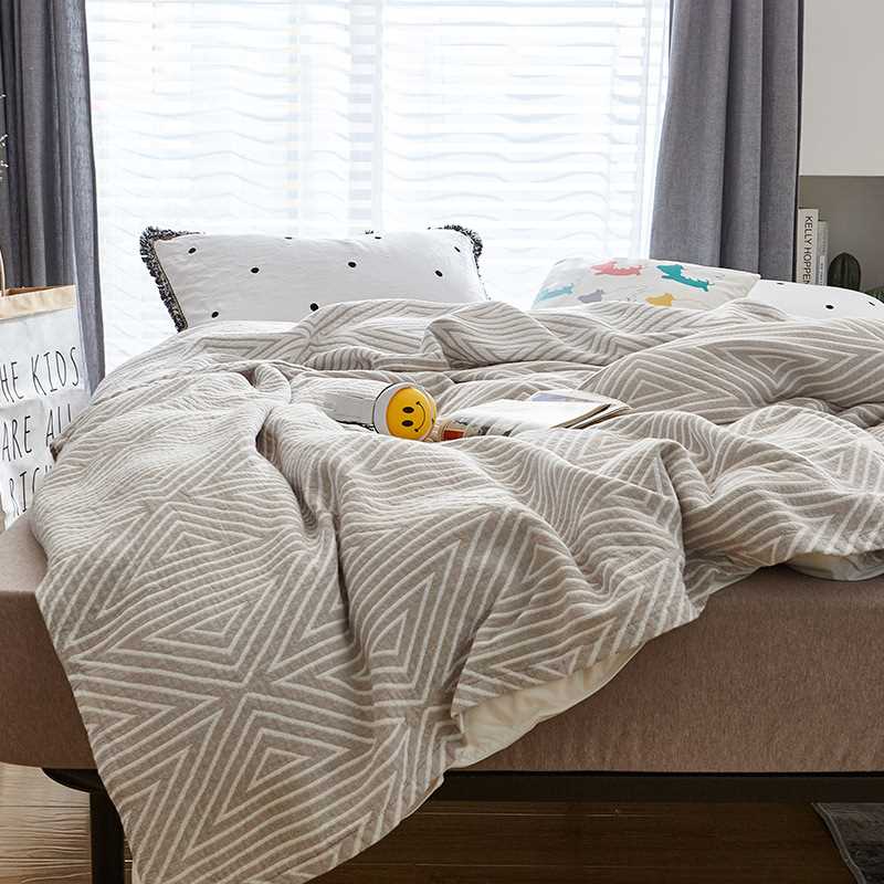 Spring Summer Cotton Gauze Muslin Throw Blanket on the Bed C - 图0