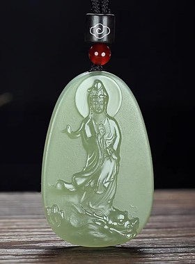 天然和田玉观音吊坠男士本命年