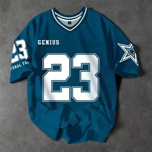 美式男夏季短袖男女休闲T恤街头风格涤纶3d印花t恤V领时尚上衣 - 图2